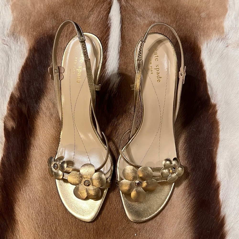 Kate Spade Gold Floral Sandals